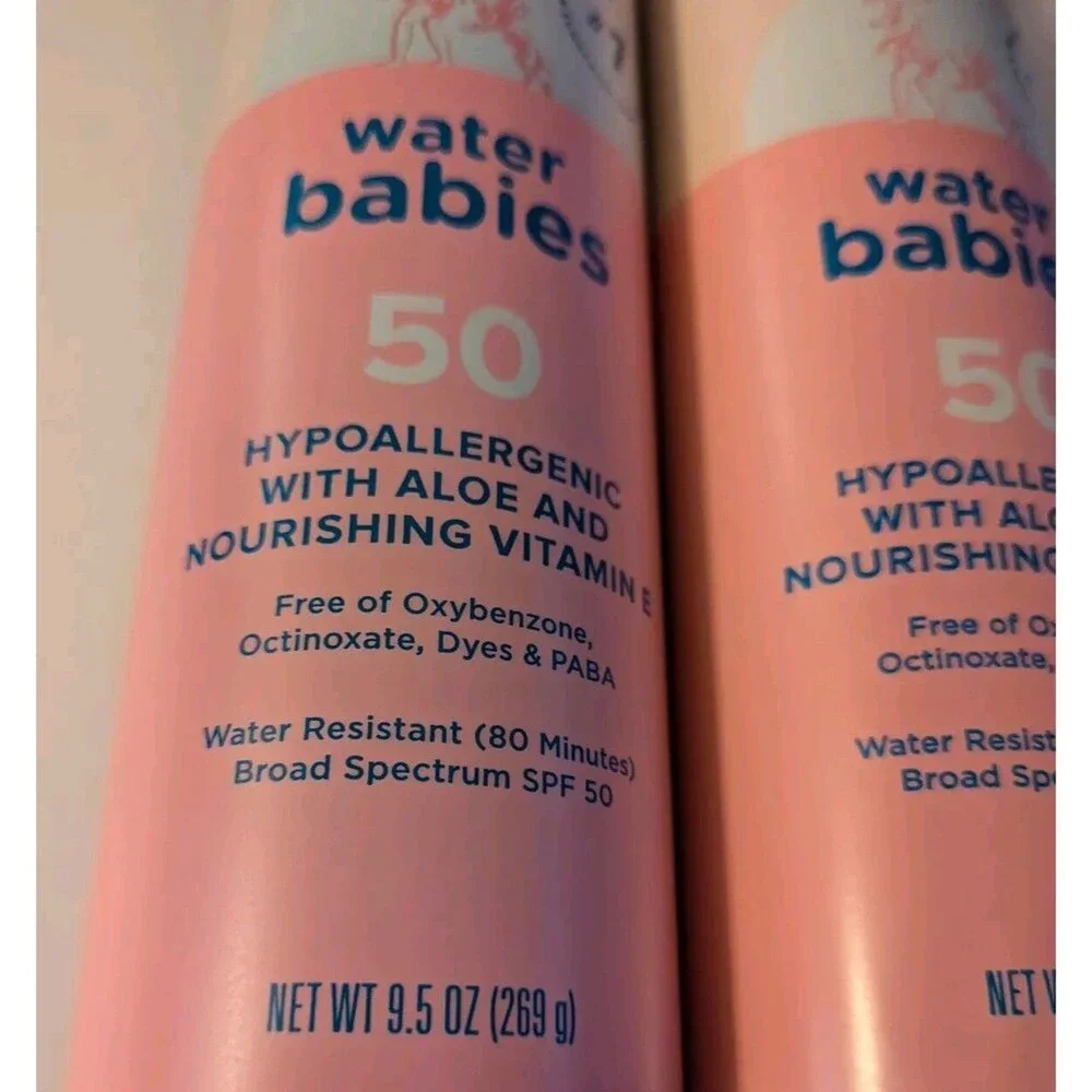 NEW 2 Coppertone Sunscreen Water Babies Lotion Spray, SPF 50 - 9.5 oz ea
